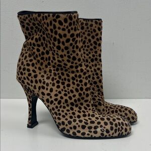 Versace Pony Hair Animal Print Heeled Boots